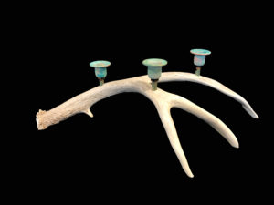Antler candle holder with three Candles